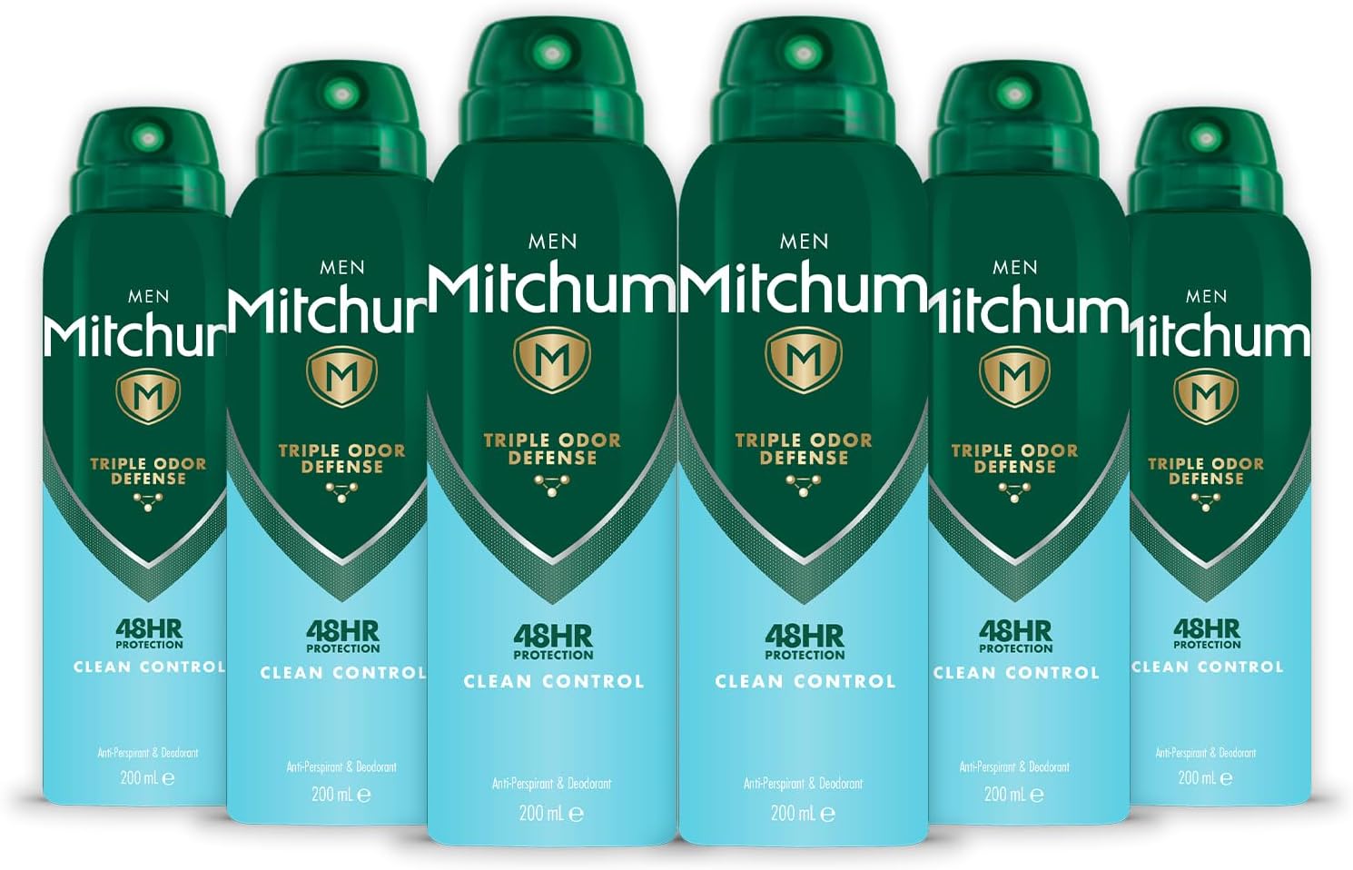 Men Triple Odor Defense 48HR Protection Deodorant Spray and Antiperspirant (200ml) Clean Control, Dermatologist Tested (Pack of 6)
