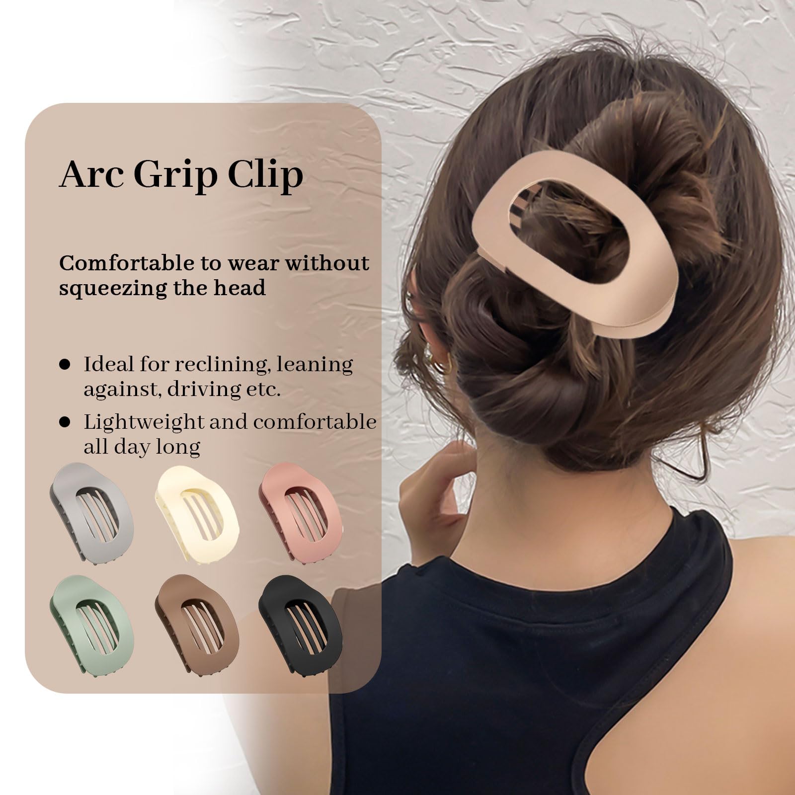 Toumdafine 6 PCS Flat Claw Clip for Women Curved Design Hair Clip - Image 2