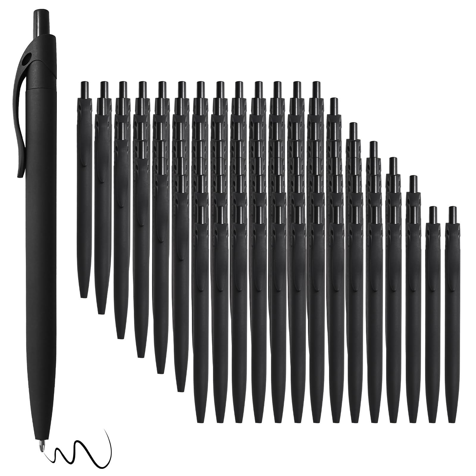 Wiaziert BallPoint Pens, 100 Pack (BLACK Ink),Bulk Pens, Black Barrel,Click Pens for Office Home and School, Retractable Ballpoint Pens, Medium Point, 1.00MM (Black)