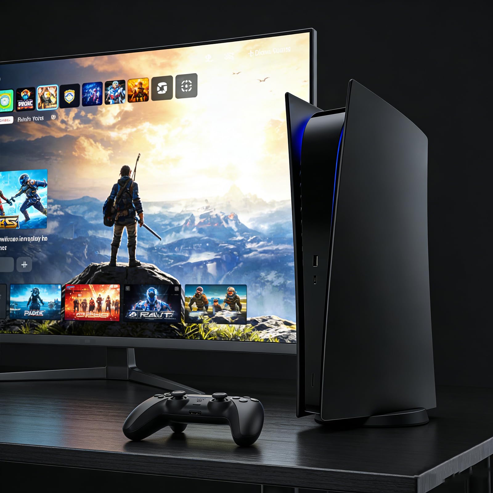 ArVin - Cover di ricambio per PS5, per console PS5, ABS antigraffio, antipolvere, accessori per Playstation 5, console di gioco Digital Edition (nero)