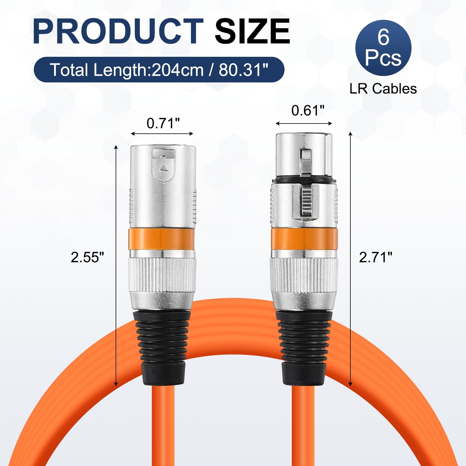 QUARKZMAN 6 Pcs Cables XLR, 6.5 Pies Cable De Micrófono XLR Macho A Hembra 3 Pines Accesorios De Micrófono Balanceado Parche Altavoz Para Estudios De Grabación En Viviente Mezclador