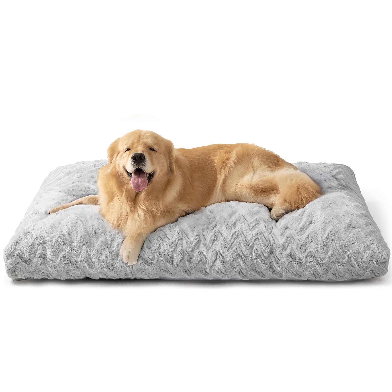 EHEYCIGA Hundebett Grosse Hunde Waschbar, 104x68cm, XL Hundekissen Flauschig für große Hunde, Kuschelig Umkehrbare Hundematte mit Kunstpelz und Kunstleinen, Grau