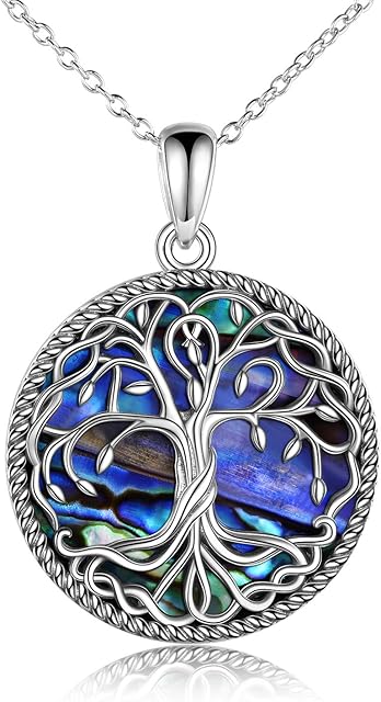 YFN Tree of Life Necklace for Women Sterling Silver Alabone/Turquoise Family Tree of Life Pendant Celtic Knot Irish Jewellery Gifts for Mum Girls