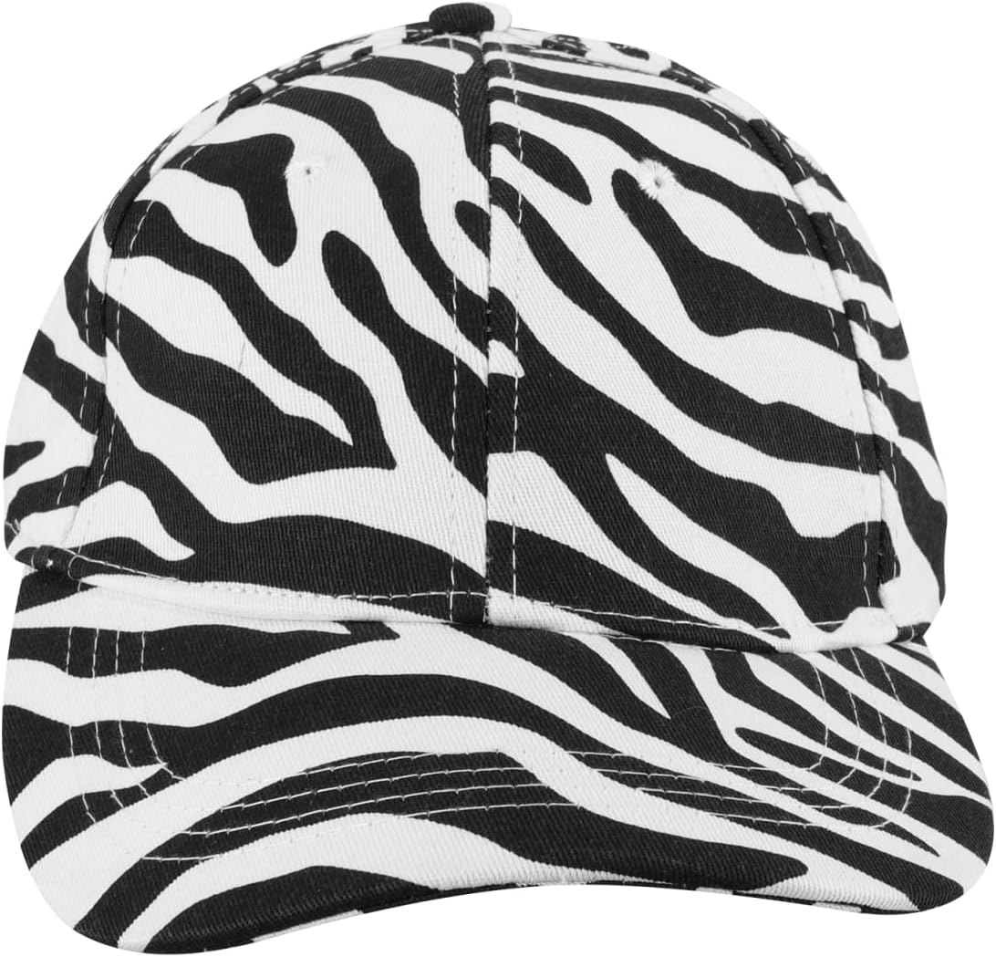 VALICLUD Cow-Stripe Baseball Cap Zebra Print Peaked Cap Cotton Linen Peaked Hat Outdoor Sun Hat for Women Girls White