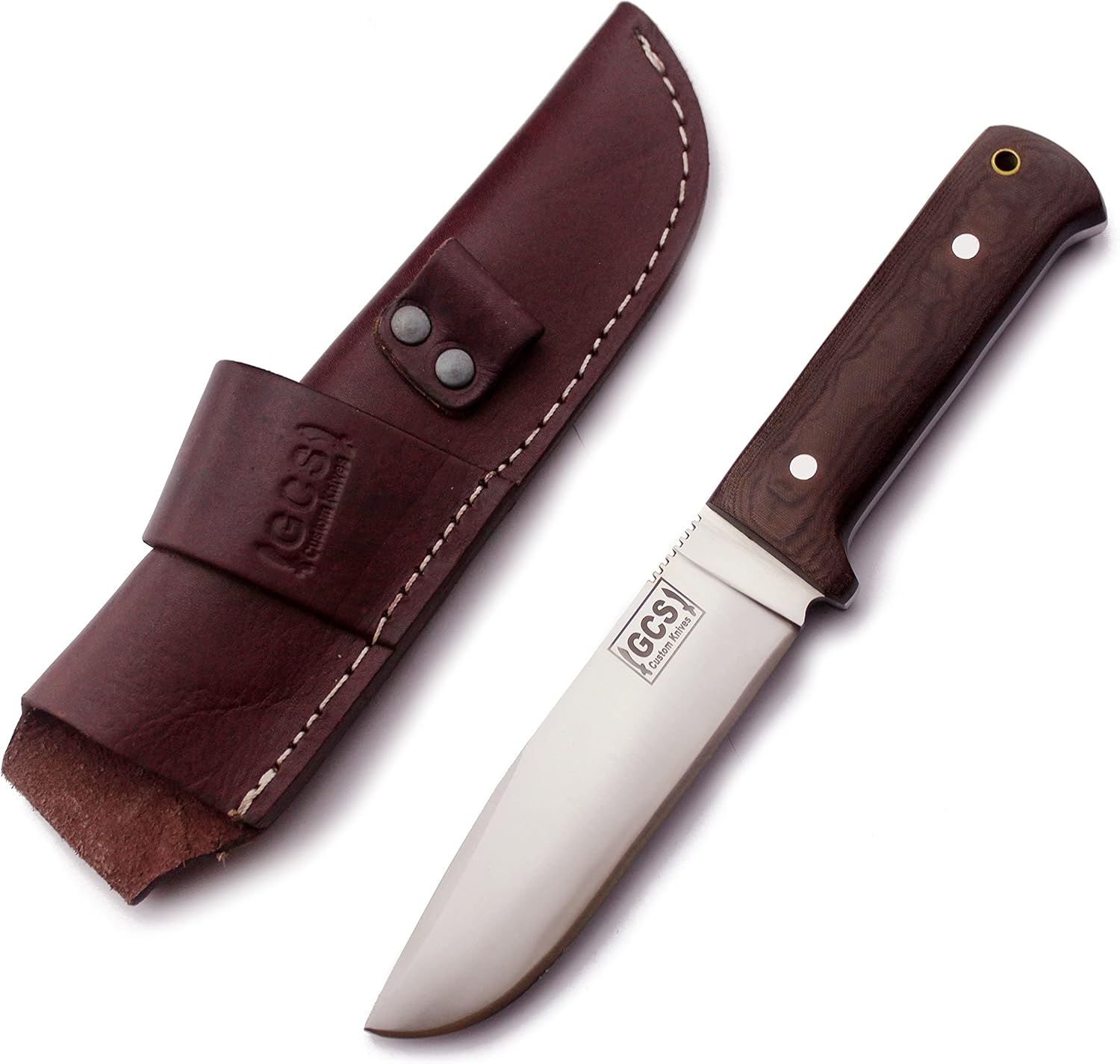 GCS Handmade Micarta Handle D2 Tool Steel Tactical Hunting Knife with leather sheath Full tang blade designed for Hunting & EDC GCS 308