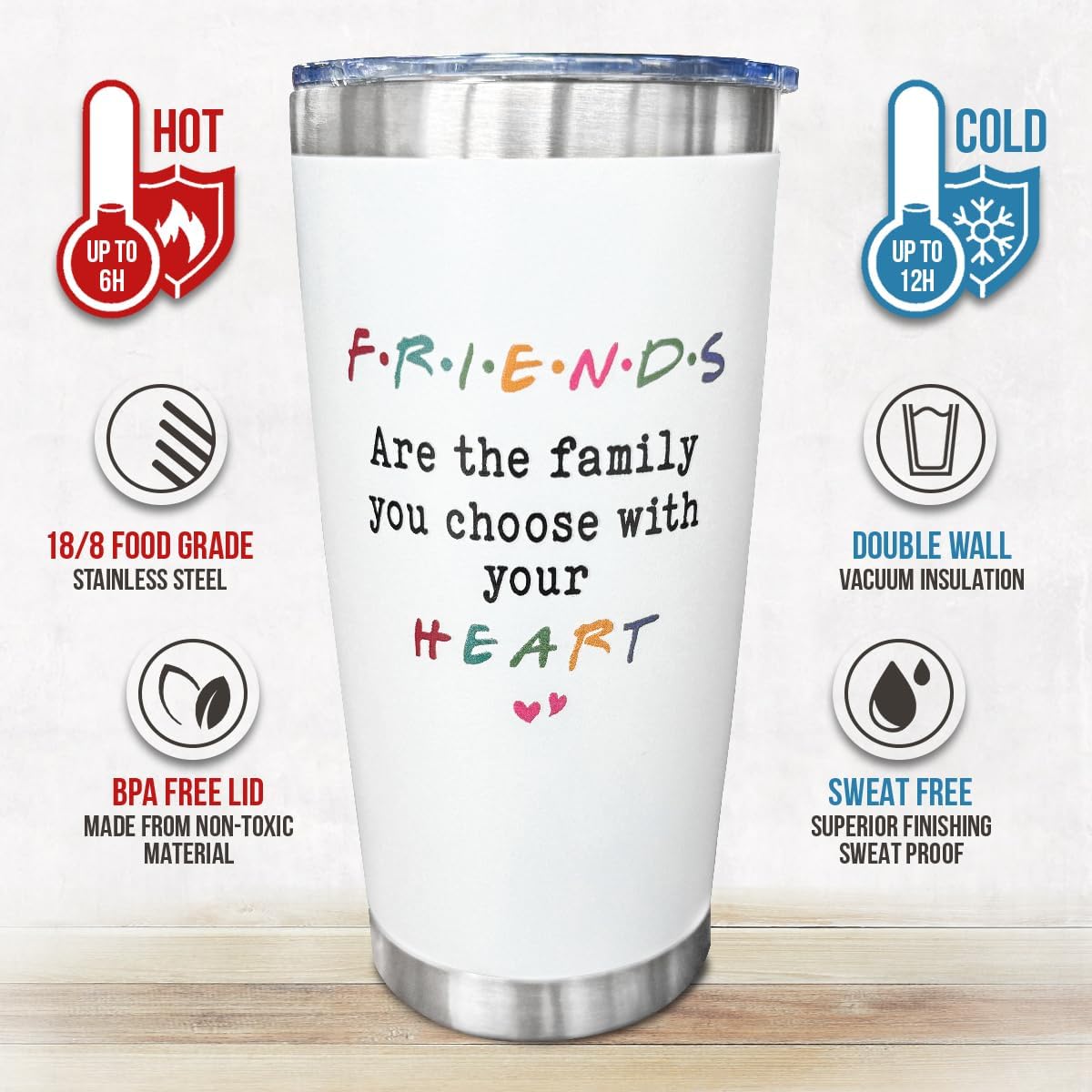 Friendship Gifts for Women Friends, 20 oz Stainless Steel Tumbler, Birthday, Christmas, Friendship Day Gifts for Friend, Bestie, BFF, Coworker, Woman, Female - Image 2