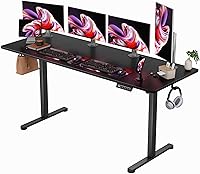 Vista 23 de Furmax Escritorio eléctrico de pie, 59 x 24 pulgadas, escritorio ajustable de altura con ruedas, escritorio de computadora de oficina en casa