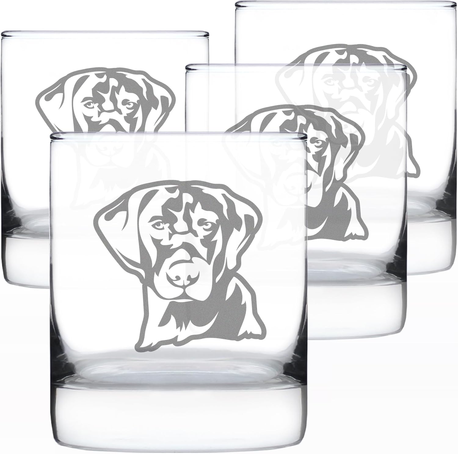 Bevvee Black Lab Face - Whiskey Rocks Glass for Men & Women - Labrador Retriever Gifts - Set of 2 - Fun Whisky Drinking Tumbler Decor