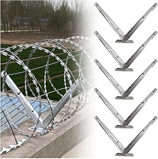 Razor Wire V Bracket, Galvanized Barbed Wire Wall Fencing Net Holder, Roll Concertina Garden Fence Mount Stand, Barb Wire Extension Bracket Roll Cage