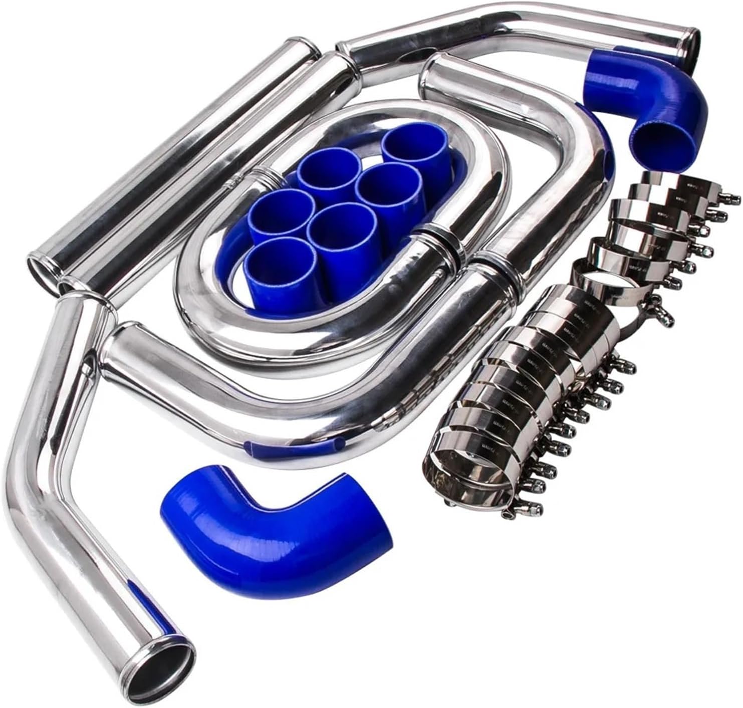 インテークパイプ ユニバーサルアルミニウムインタークーラーターボ配管キット+シリコン+クランプ2.5インチ64mm に適合する 32