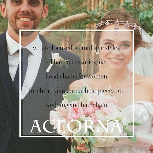 Miniatura 4 de Aceorna Cadena de cabeza nupcial con diamantes de imitación, cadena de pelo con borlas, cadenas de cabeza plateadas para mujeres y niñas
