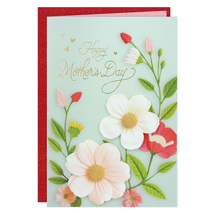 FLYAB母亲节贺卡 - 3D花朵金箔设计