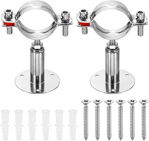 Miniatura 8 de HARFINGTON Juego de 2 soportes de montaje en pared para montaje en techo de acero inoxidable 304, abrazadera de soporte de tubo ajustable