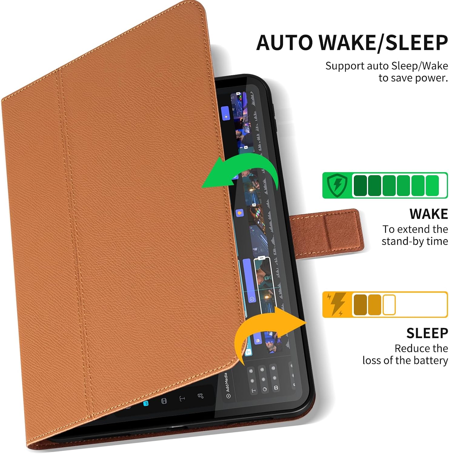 Genuine Leather Case for Ipad(A16)11th Gen 11 inch 2025,Ipad 10th Gen 10.9 inch 2022,Full Grain Leather Cover Shell with Auto Sleep/Wake,Adjustable Stand,Magnetic Buckle Closure.Golden Brown