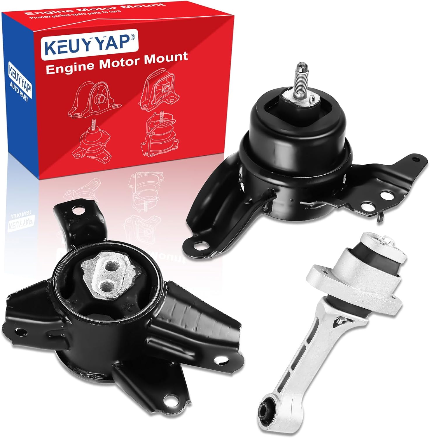 3Pcs Engine Motor Mount Compatible with Kia Optima L4 2.4L 2011-2015 Transmission Mount Set, Replace A7197 A71001 A71034, Black, CA-EM0205