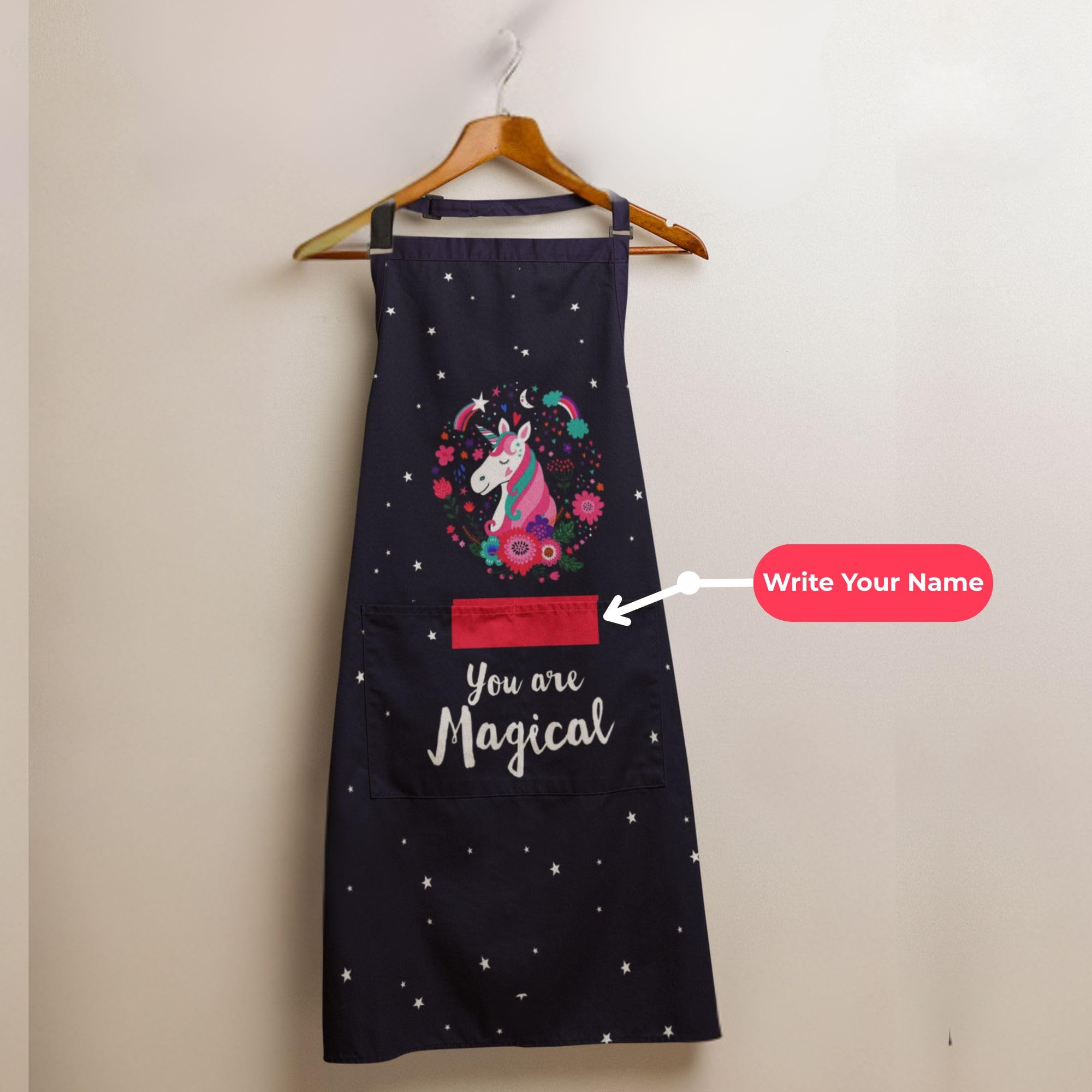 TheYaYaCafe® You Are Magical Personalised Name Kids Apron for Girls | Washable Apron for Kids | 8-15 Years | Adjustable Neck | Digital Printed Apron. - Image 3 thumbnail