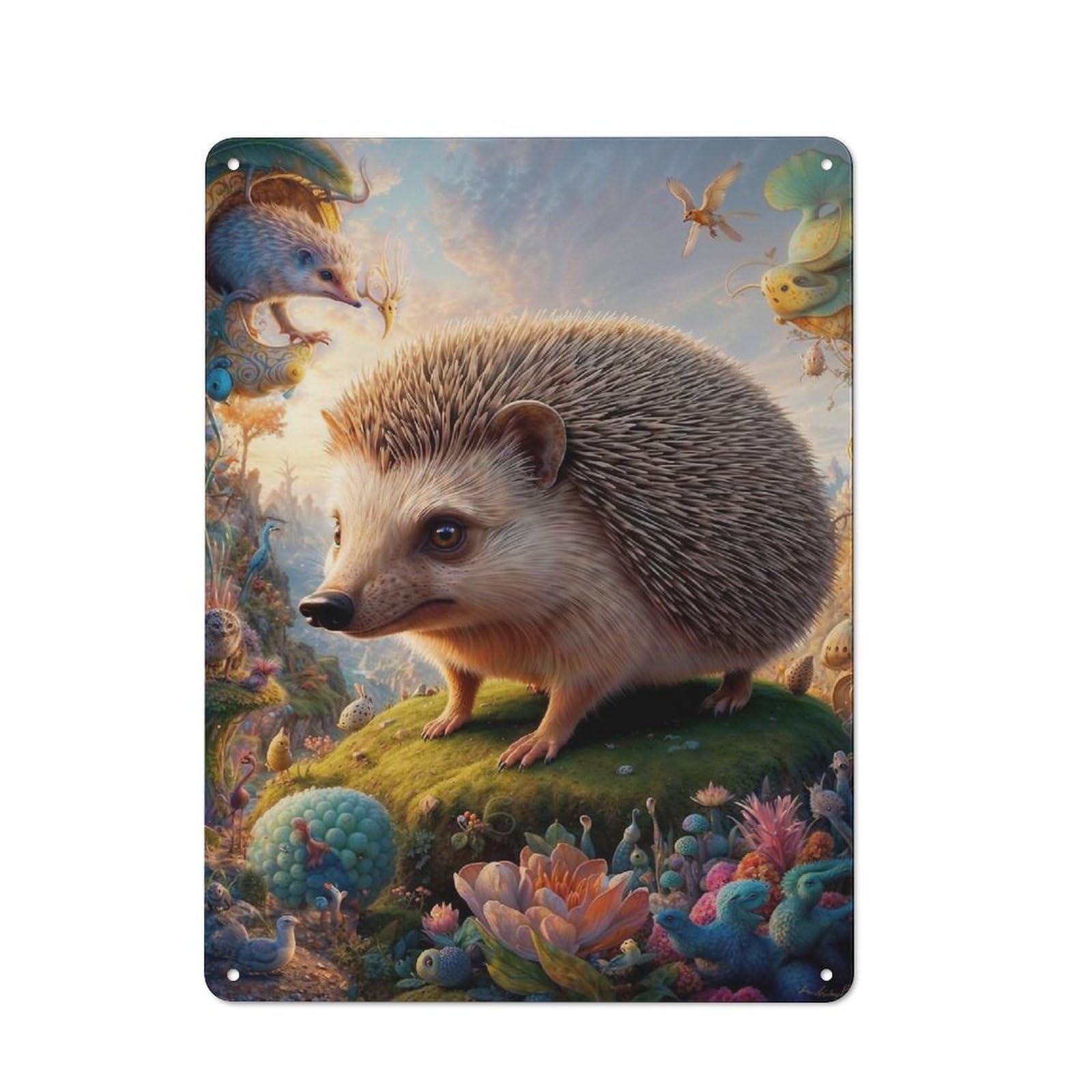 Junmoney Fantastic Hedgehog Horizon Tin Sign 40X30cm With For Bar Or Restaurant, Retro Decor, For Garage, Workshop And Man Cave Decoration