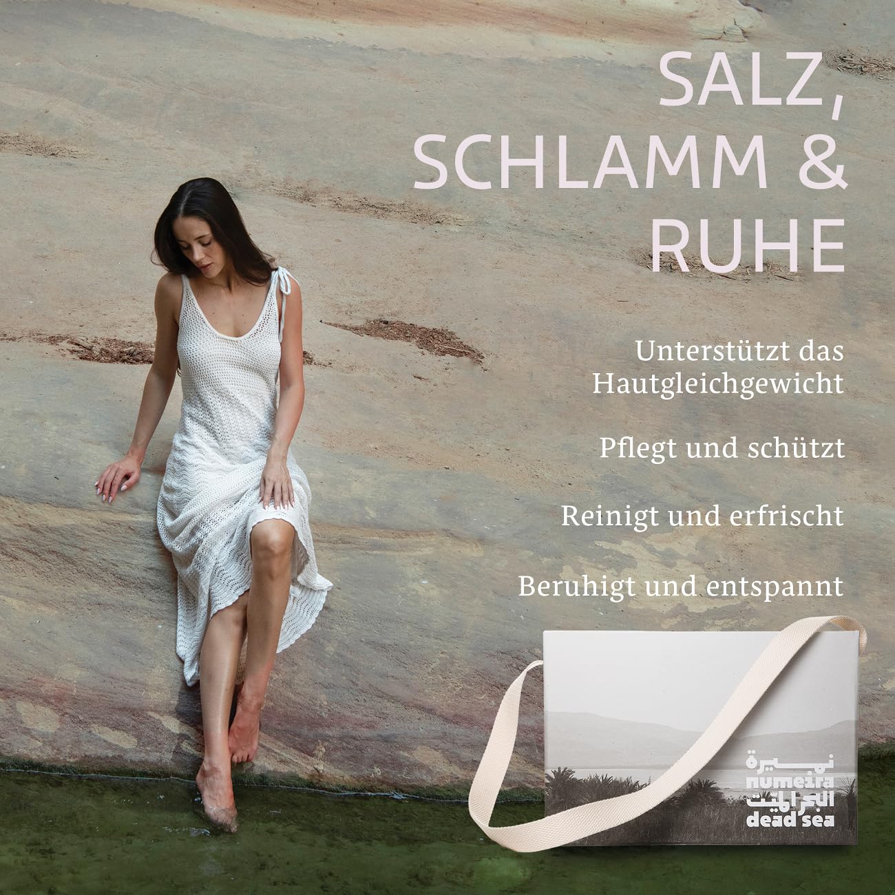 Geschenkset Totes Meer, Spa-Korb, Verwöhngeschenke für Frauen, Spa | Mit Badesalz aus dem Toten Meer, Magnesiumöl, Magnesiumbadeflocken, Salzseife, Schlammseife, Schlammmaske, Luffa und Halter