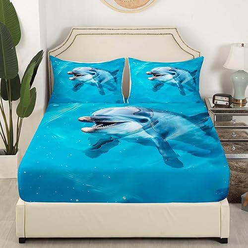 Miniatura 8 de Feelyou Juego de ropa de cama para niños y niñas, lindo juego de sábanas de nutria con dibujos animados de animales salvajes, sábana bajera