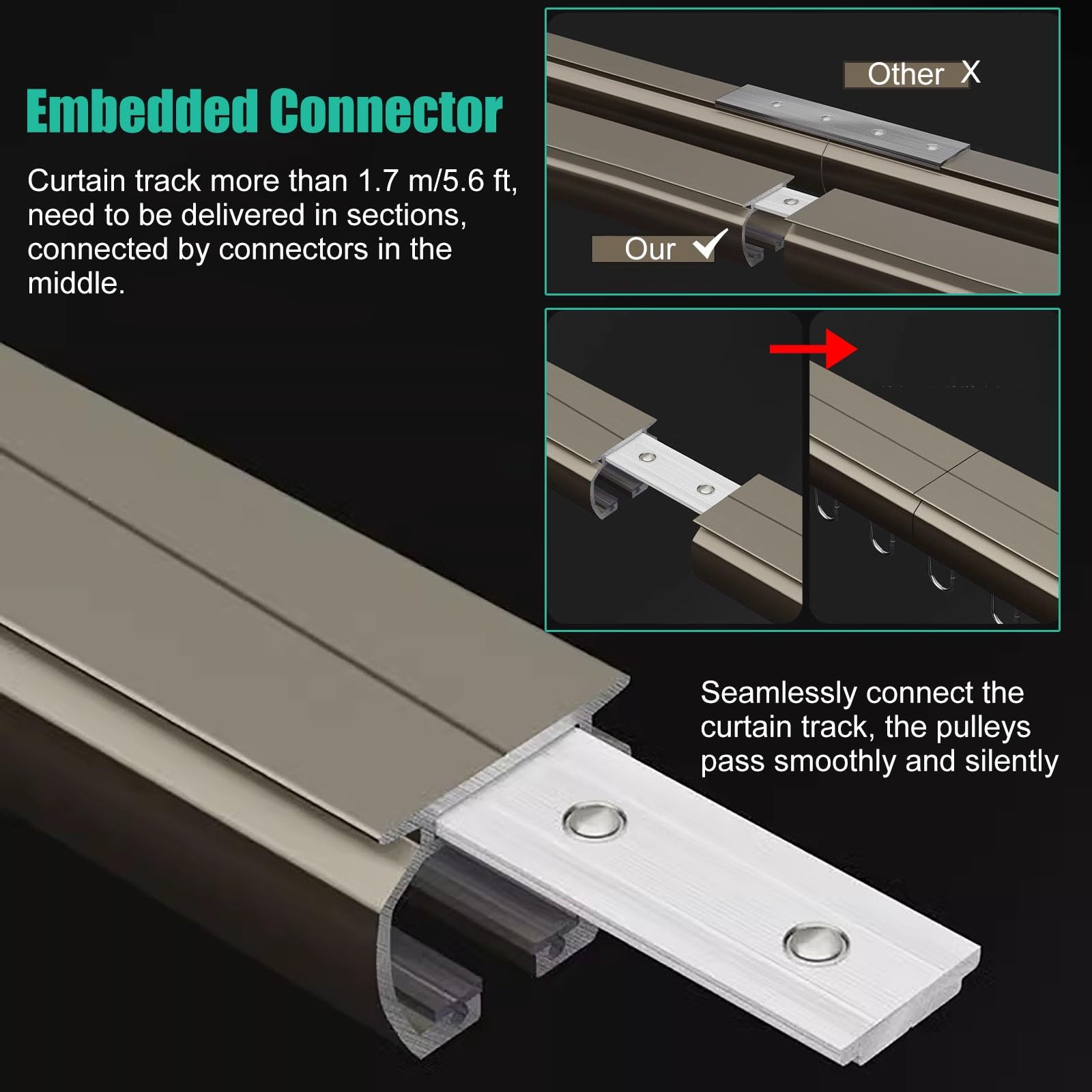 Support de tringle extra long de 10 à 4 m, réglable, robuste, intérieur/extérieur, en aluminium, idéal pour les rideaux lourds, plusieurs options de couleur disponibles
