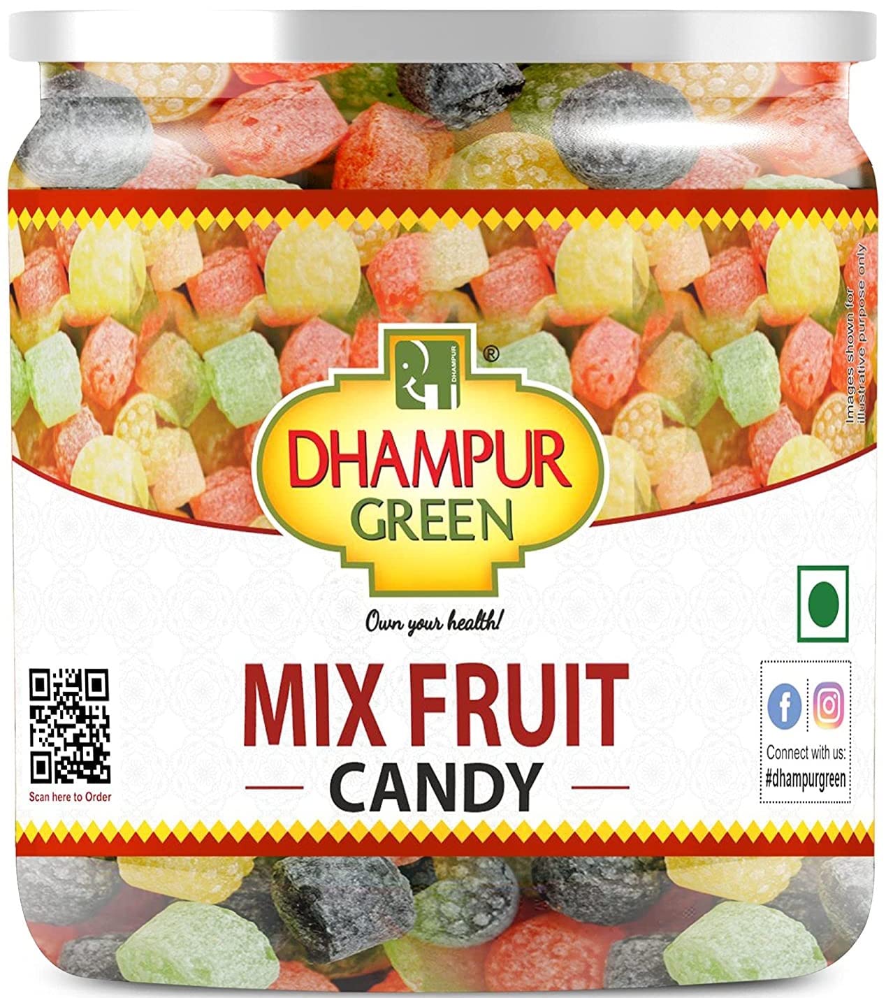 Dhampure Speciality Mixed Fruits Candy Toffee Khati Mithi Goli Jar Box For Kids Khati Meethi Goliyan 300Grams