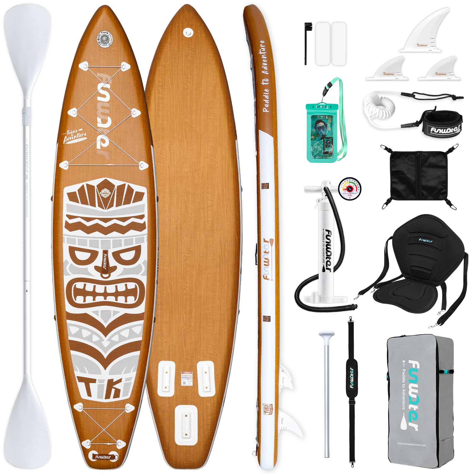 FunWater 11'6×33"×6" Inflatable Stand Up Paddle Board with Premium SUP Paddleboard Accessories, Adults & Youth for All Skill Levels, Included with Board, Paddle, Pump, Seat, Backpack