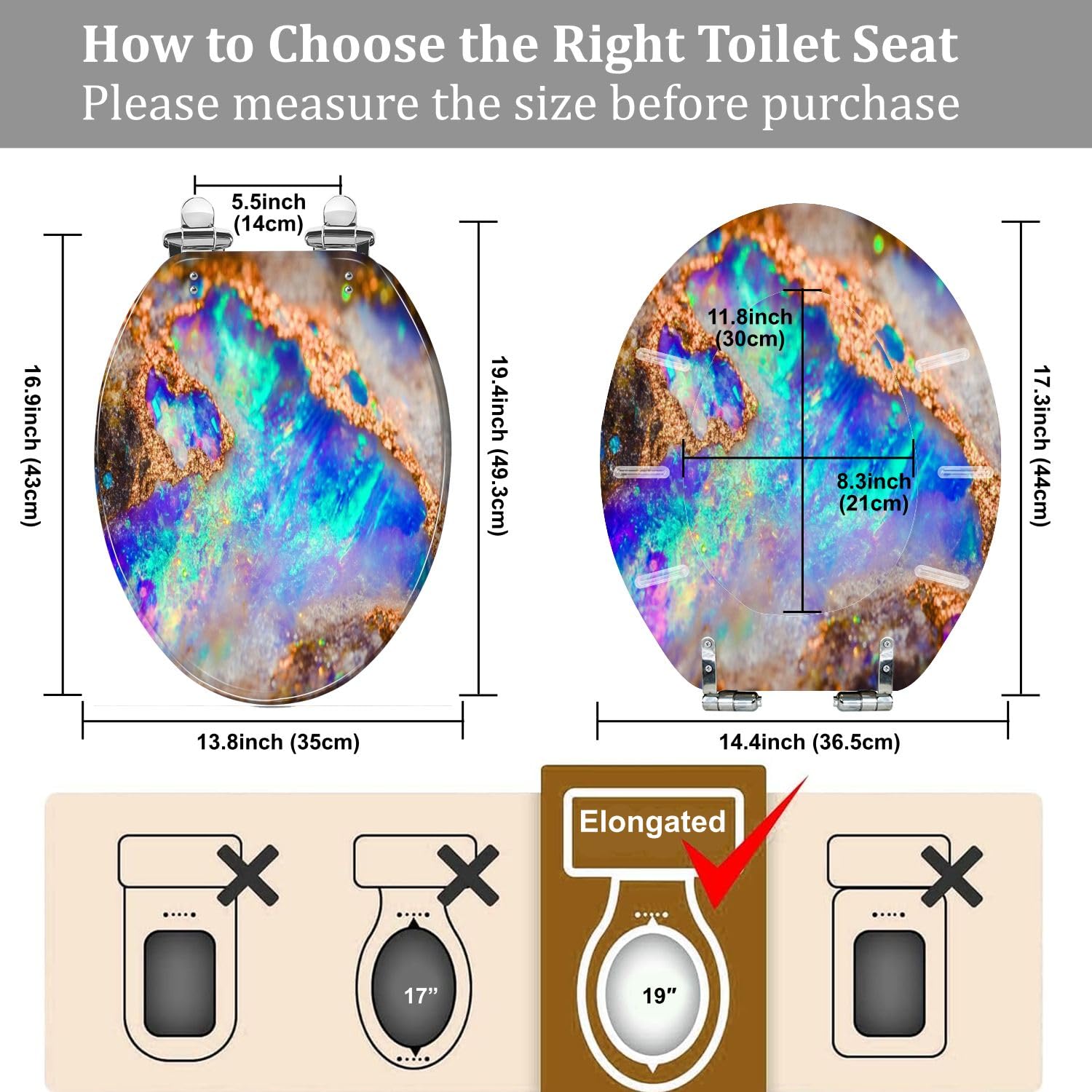 Sedile WC allungato per bagno