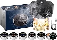 FKUFKU Electric Whiskey Smoker Kit with 6 Wood Chips - Rechargeable Cocktail Smoker for Old Fashioneds, Ideal Gift for Men