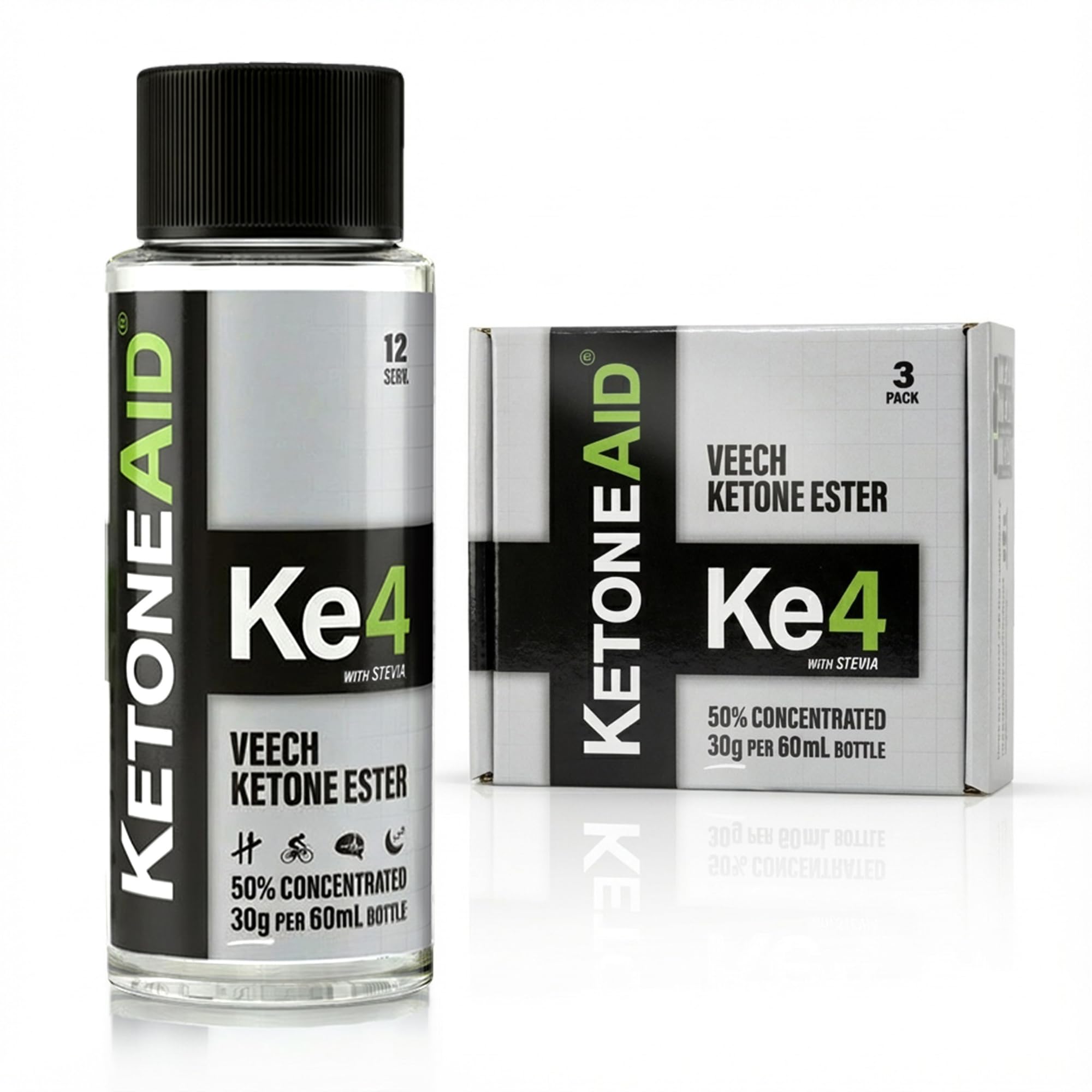 KetoneAid KE4 Pro Ketone Ester Drink | Not a Ketone Salt, No Sugar, No Caffeine | Exogenous D-BHB Ester | 12 Serving Per Bottle (3 Count)
