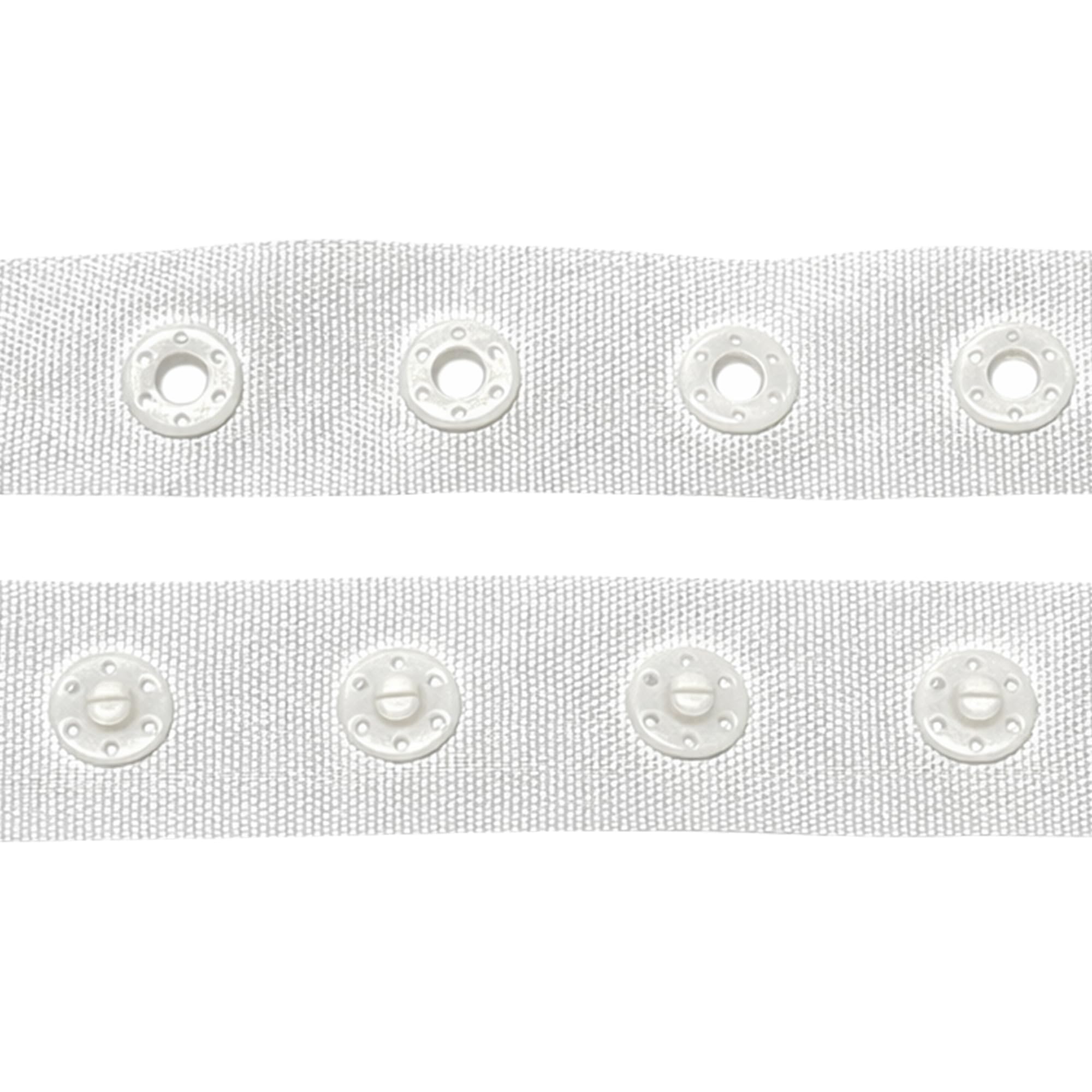 Trimming Shop White Sew-On Snap Fastener Tape, 18mm Snap Button Ribbon with Even Spacing, Washable Closure Tape for Clothing, Jackets, Baby Wear & Craft Projectss, 5 Metres