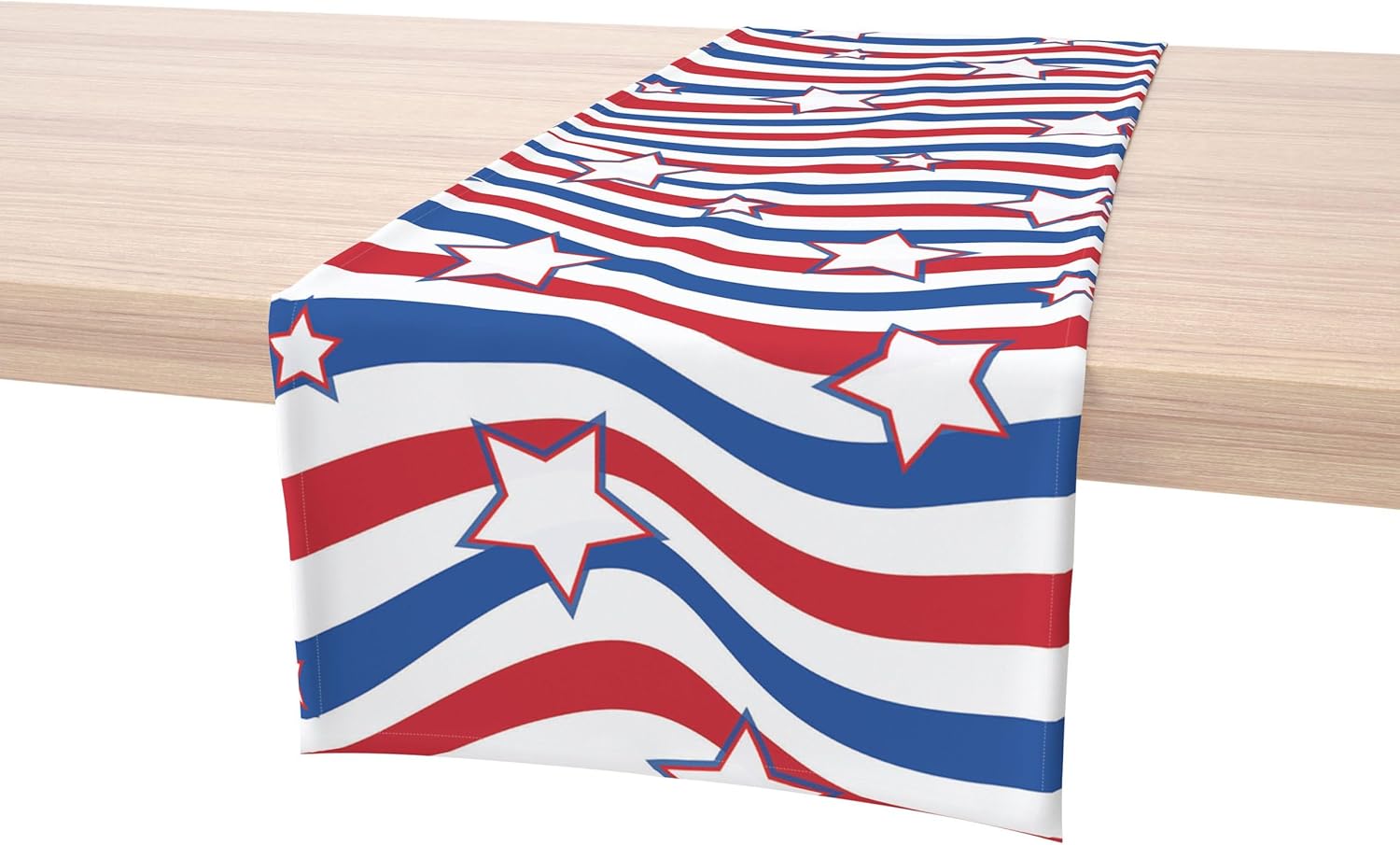 Fabric Textile Products | American Stars and Stripes Tablecloth | 4th of July Round Tablecloth | 90" Round | Machine Washable and Stain-Resistant for Easy Care | Made in The USA