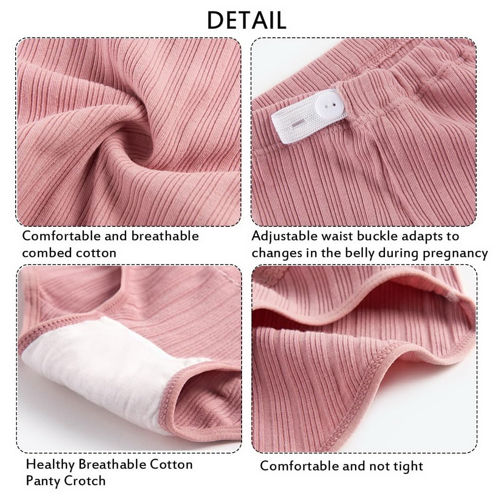 Lot de 6 Culotte de Maternité Femmes Culottes en Coton Doux Pure pour Enceinte Réglable Culotte de Grossesse Taille Haute Soutien Ventre Slip pour Femmes Enceintes de sous-vêtements