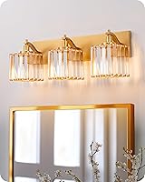 Vista 1 de EDISHINE Bathroom Vanity Light, 20.47-Inch Modern Bathroom Lighting Fixtures, 3-Light Crystal Vanity Lights Over Mirror, Gold Bath Wall Sconce Lamp