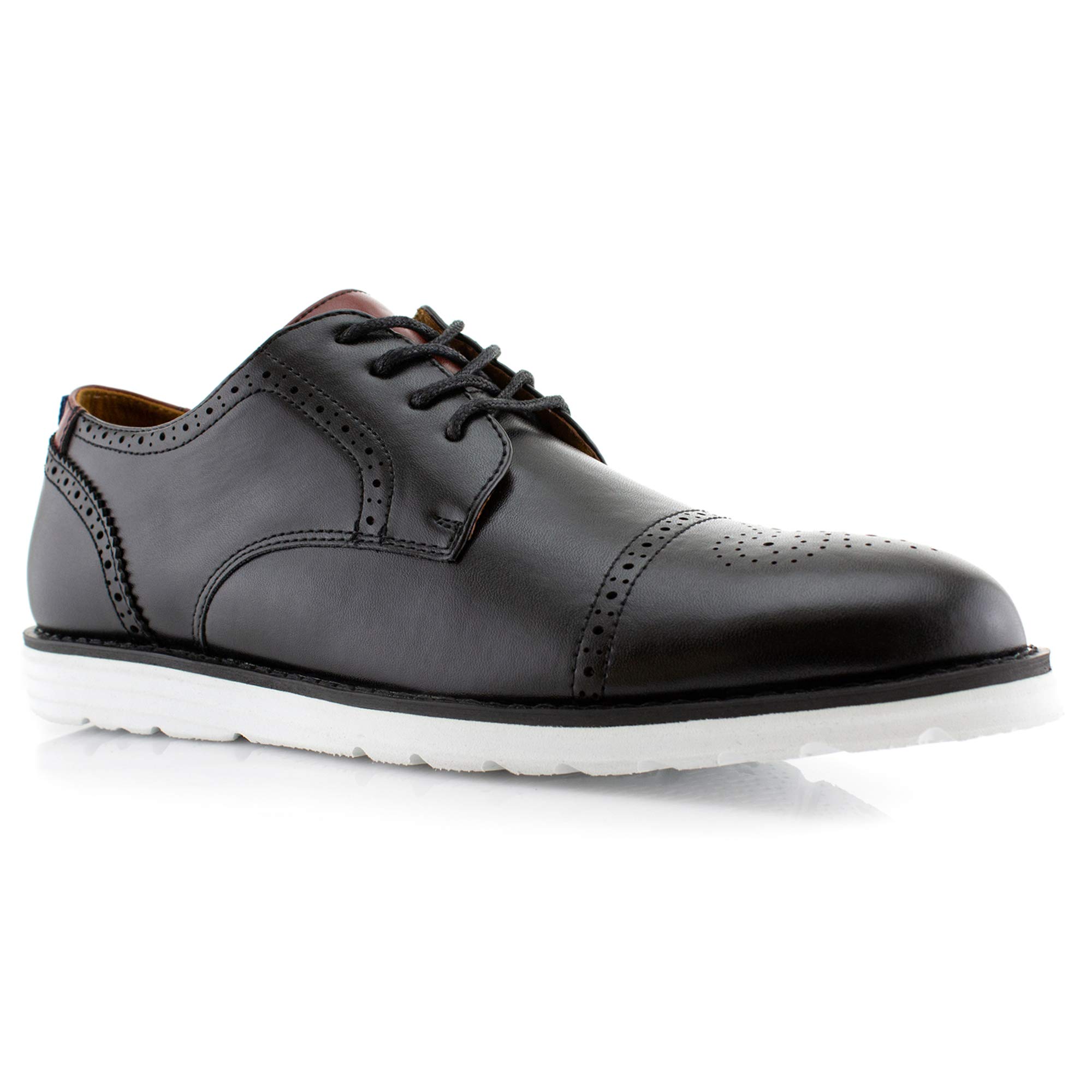 Polar Fox Mens Kenneth MPX19658 Brogue Hybrid Memory Foam Oxford Lace Up Sneaker Dress Shoes