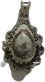 White Howlite Pendant, 925 Sterling Silver, Secret Love Message Pendant, White Marble Pendant, White Turquoise Pendant, Poison Box Pendant, Prayer Box Pendant, Poison Jewelry, Buffalo Pendant, Gothic Pendant, Promise Jewelry, Poison Box Pendant, Heart Shape Box Pendant