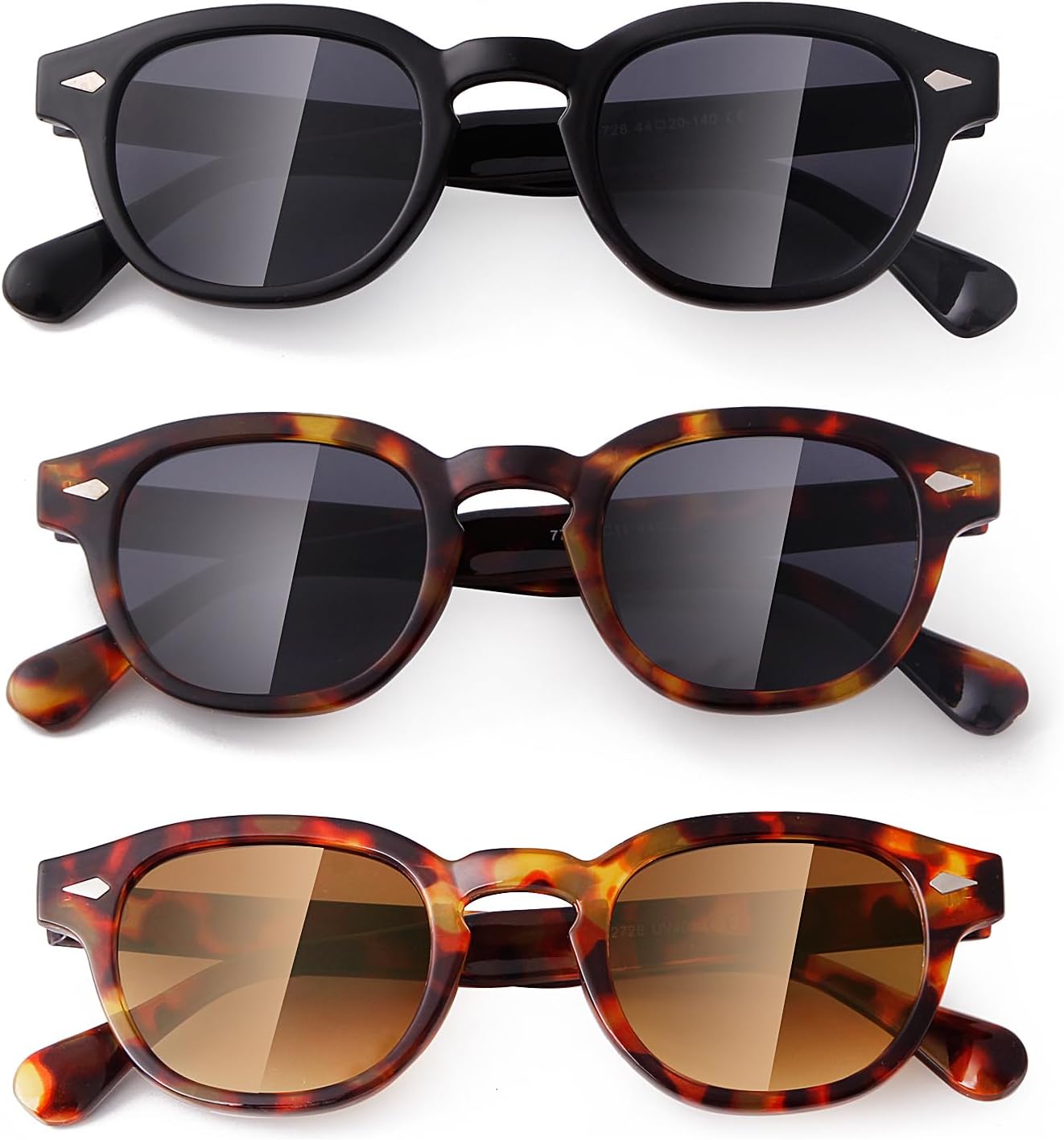 VIA LEECA Retro Round Sunglasses for Women Men Small Circle Tinted 46mm UV400 Protection Lens Shades Style