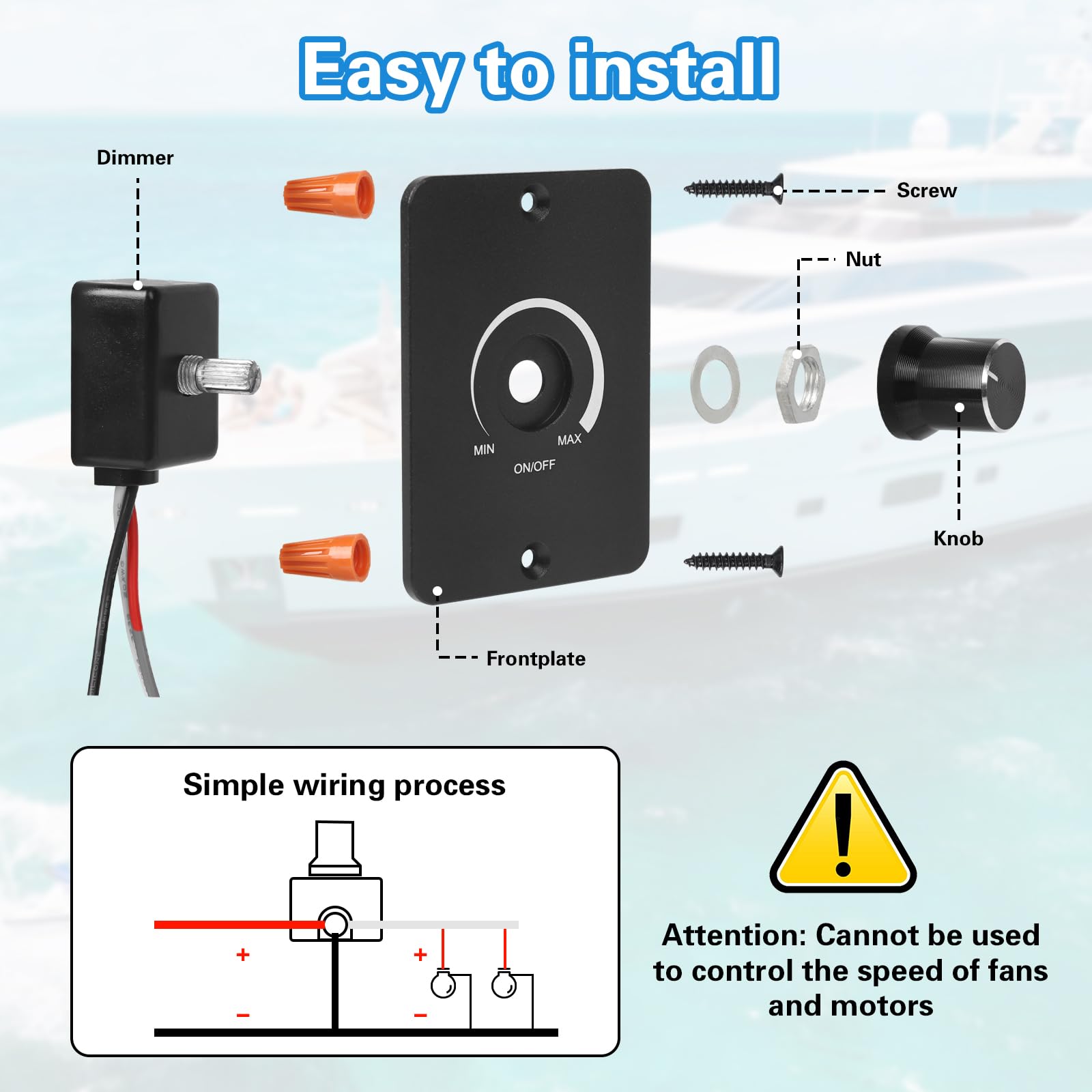 Miosugo DC 12 V Dimmer Switch, Continuous Dimming for Motorhome Boat, Truck - Image 2