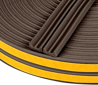Flintronic 20m Dichtungsband für Türen Fenster, 9mm x 4mm E-Profil Gummidichtung, Selbstklebend Schaumstoffband Türdichtung Fenster, Gummidichtung für Kollision Siegel Schalldämmung (Braun)