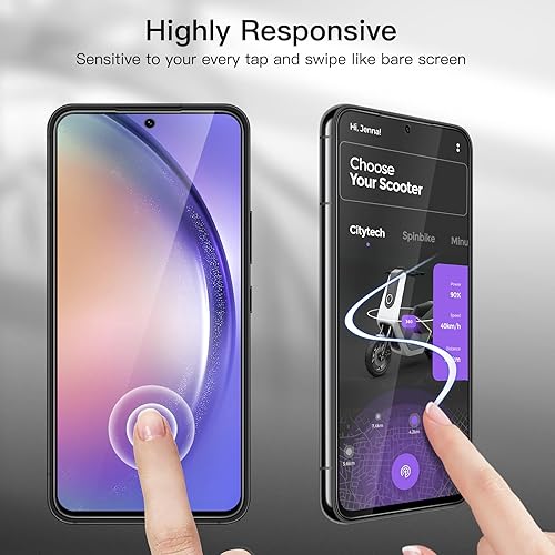 Miniatura 7 de JETech Protector de pantalla para Samsung Galaxy A54 5G de 6.4 pulgadas con protector de lente de cámara, película de vidrio templado, transparente