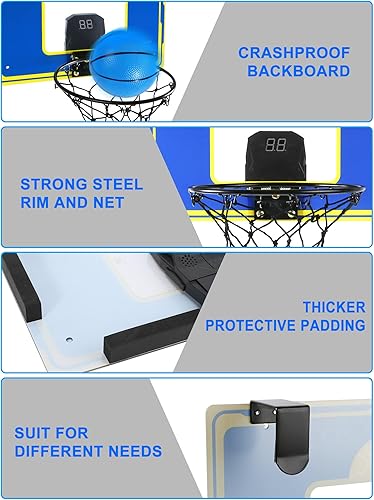 Miniatura 3 de INVISBLUE  Aro de baloncesto para interiores para niños, mini aro de baloncesto sobre la puerta con 3 bolas y marcador electrónico, juguetes de