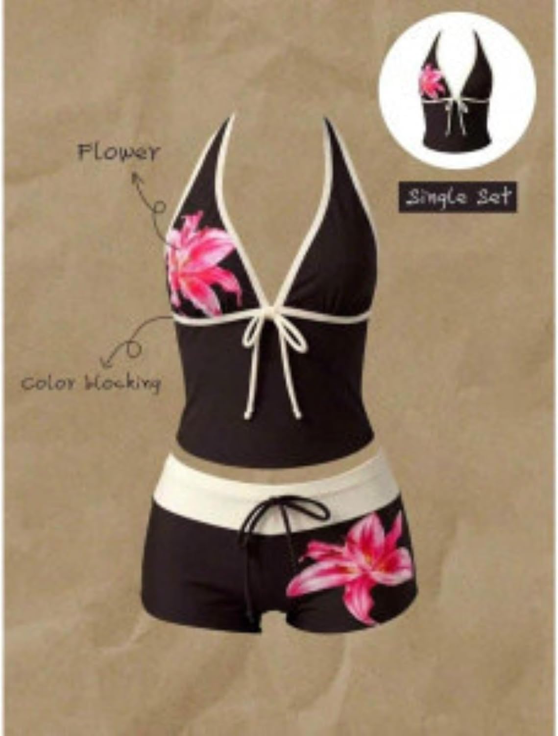 2 Piece Y2k Polka Dot Halter Bikini with Shorts 2000s Bathing Suit Set Summer Vacation Cute Beach Tankini Swimsuit