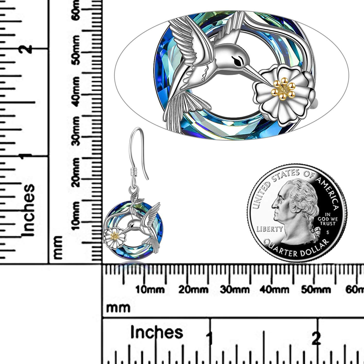 POPLYKE Dragonfly Butterfly Hummingbird Sunflower Earrings 925 Sterling Silver Abalone Shell Moonstone Leverback Earrings Jewelry
