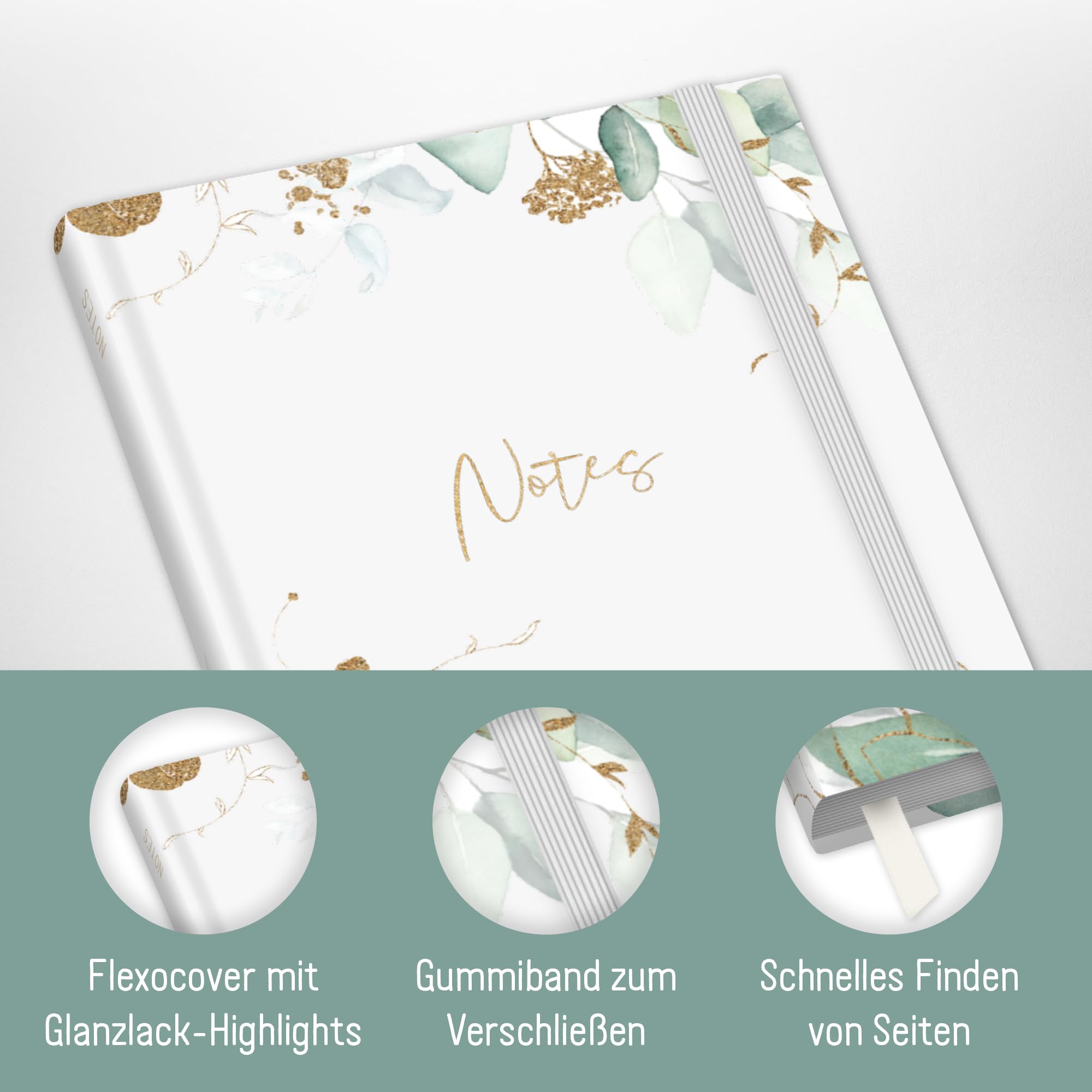 Taccuino A6+ Con Elastico - Blocco Appunti Sostenibile A Quadretti | 156 Pagine Numerate - Foto 4