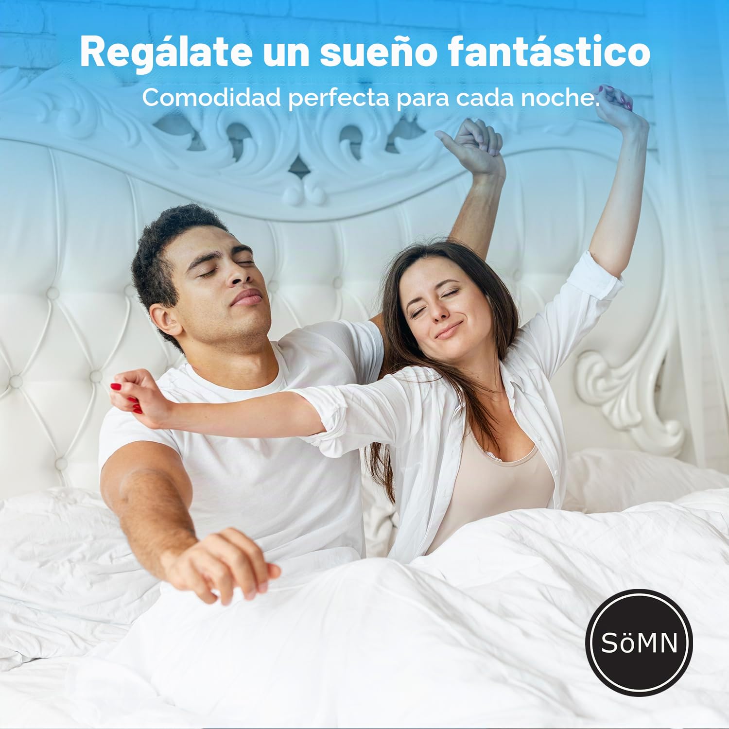 SöMN Funda Nórdica Zona Duo para Parejas Kömforte | Hipoalergénico | Edredón Alternativa para Dejar a Todos Comodos | Lavable en la Lavadora | Dos Temperaturas | (Blanco, Rey Europeo)