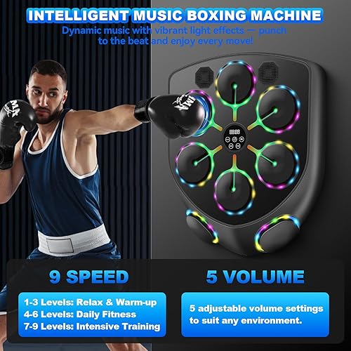 Miniatura 5 de Smart Music Boxing Machine for Adults and Kids, Bluetooth Boxing Equipment with Boxing Gloves, Wall Mounted Electronic Punching Machine for Home Gym
