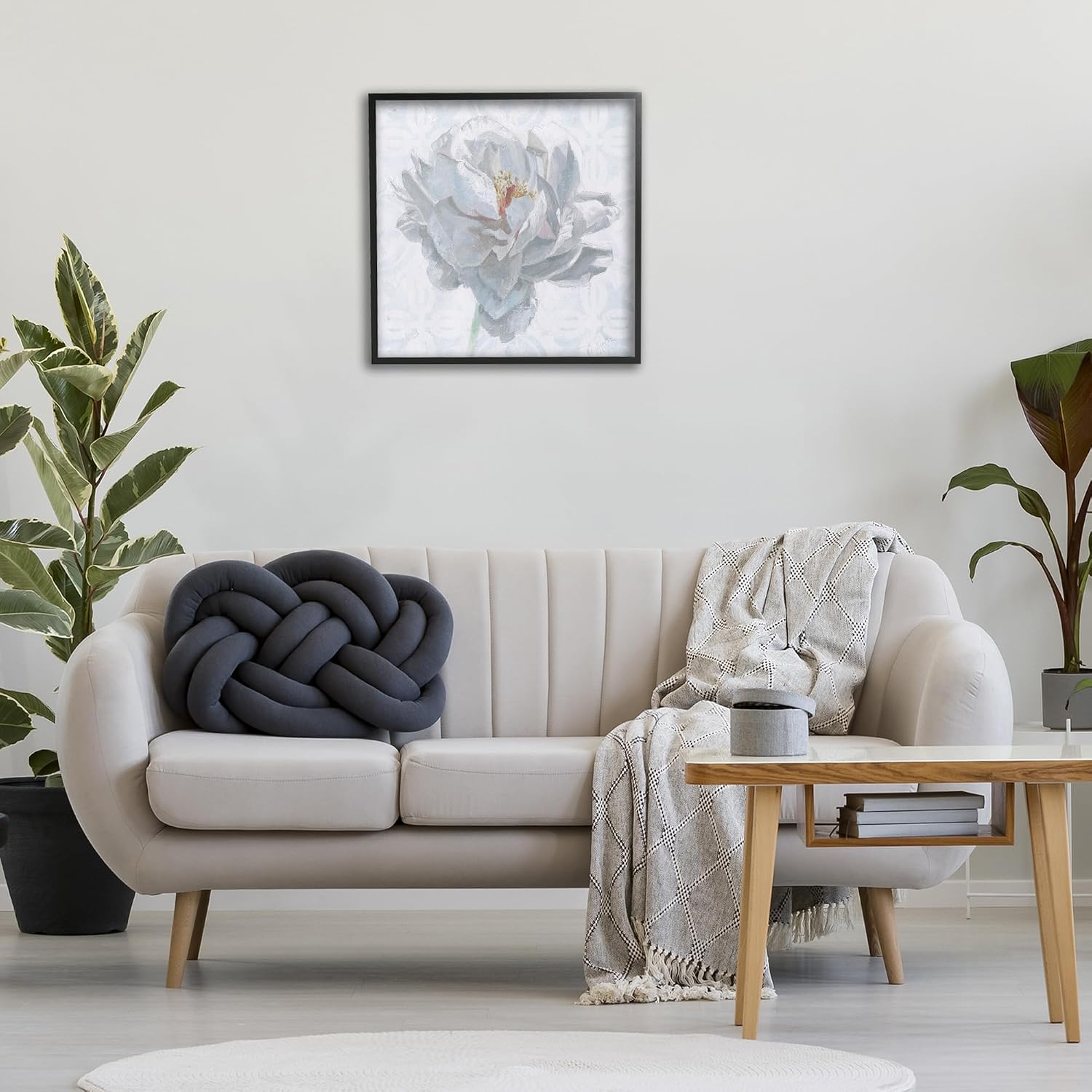 White Sublime Peony Floral, 24 x 24 Inch Framed Giclée Print | Stupell Industries · By Wellington Studio · Ready to hang · Elegant floral decor for living room or bedroom · Made in USA