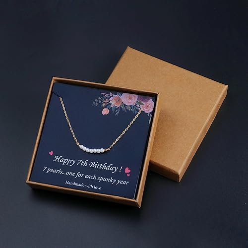 Miniatura 7 de Collar con dije de perlas para niñas, adolescentes lindo regalo de cumpleaños número 7, 8, 9, 10, 11,12, 13, 14, 15, 16, 21, 25, 30. Regalo para