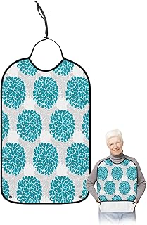 BOBOWUNY Green Flower Hydrangea Adult Bibs for Elder Women Men Eating, Simple Gray Shaded Floral Waterproof & Washable Bibs for Eating Clothing Protector Dining Bibs for Crumb Catcher