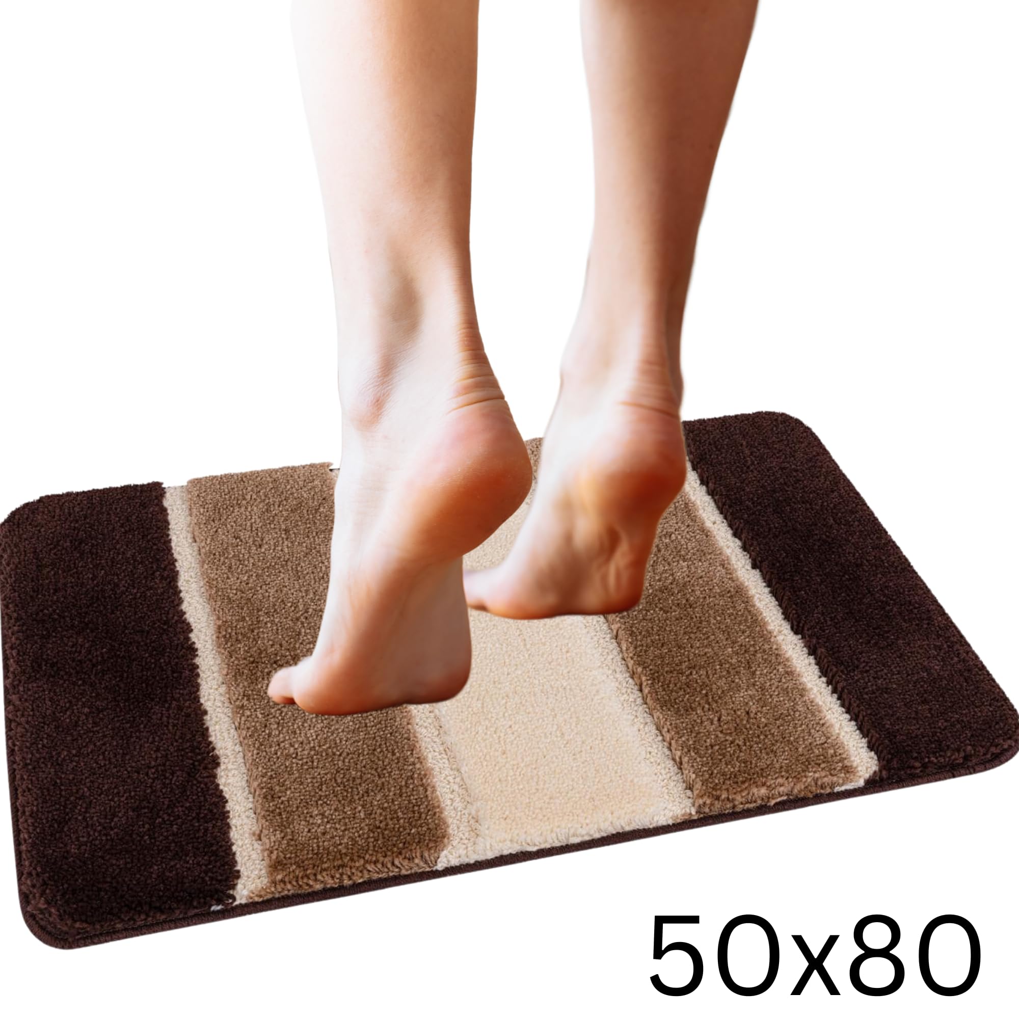 Nest & Nibble Bathroom Bath Mat (Brown, 50 x 80 cm) Non-Slip Toilet Floor Mat, 50x80 - Image 3
