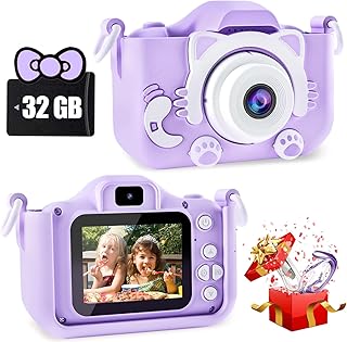 CIMELR Kids Camera Toys for 3 4 5 6 7 8 9 10 11 12 Year Old Boys/Girls, Kids Digital Camera for Toddler with Video, Christmas Birthday Festival Gifts for Kids, Selfie Camera for Kids, 32GB TF Card